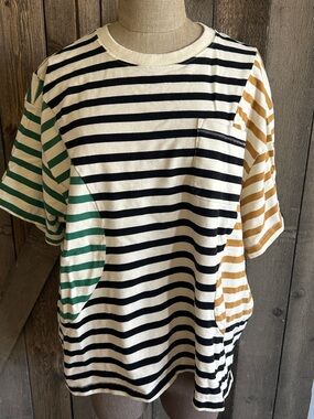 Brain Dead Striped Pocket Tee XXL Oversized Multicolor Stripe Streetwear Cotton